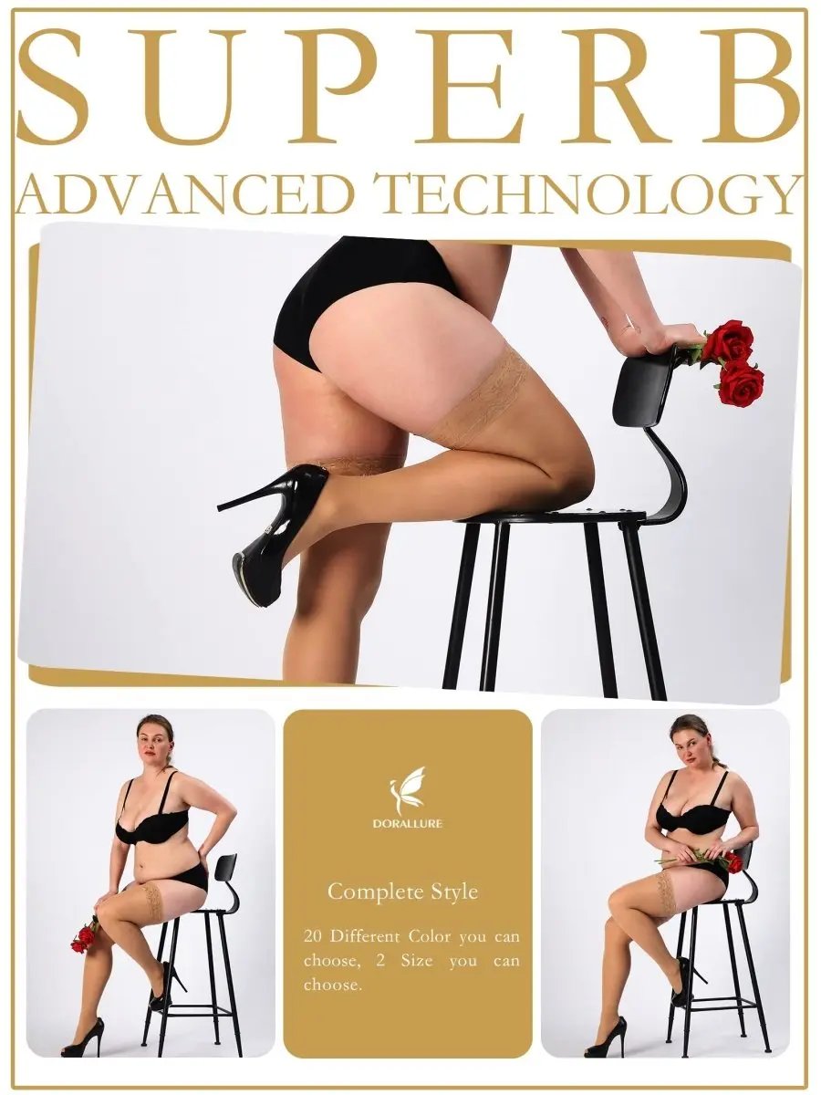 Plus Size Thigh High Stockings Silky Pantyhose - Love Salve